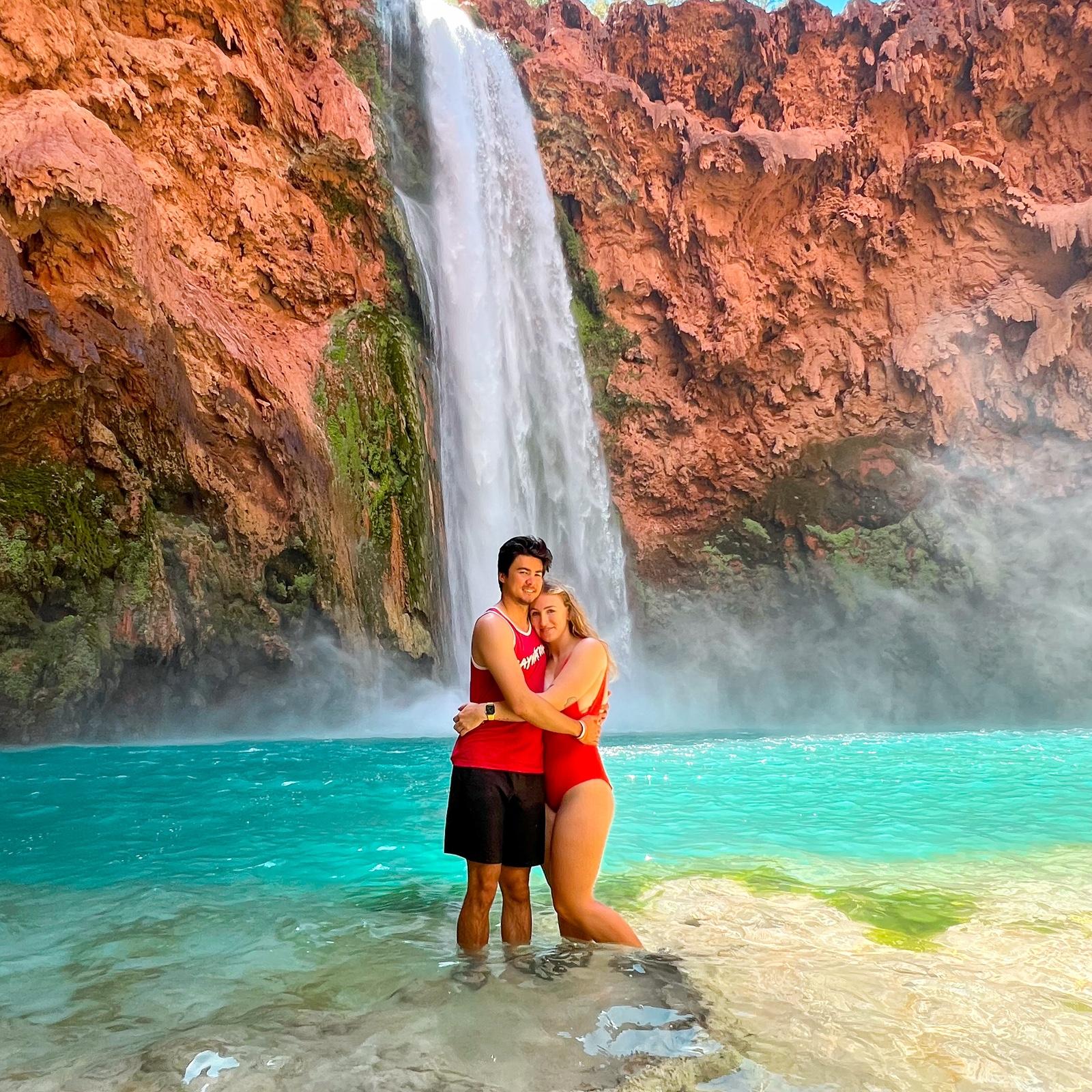 Chasing waterfalls on a backpacking trip in Havasupai in Arizona! We had so much fun and went to the grand canyon beforehand! We got our puppy Indi two days after we came back from this trip!!