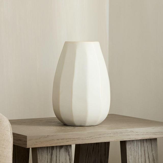 Veda Ceramic Collection White 13 In H Ceramic Small Vase