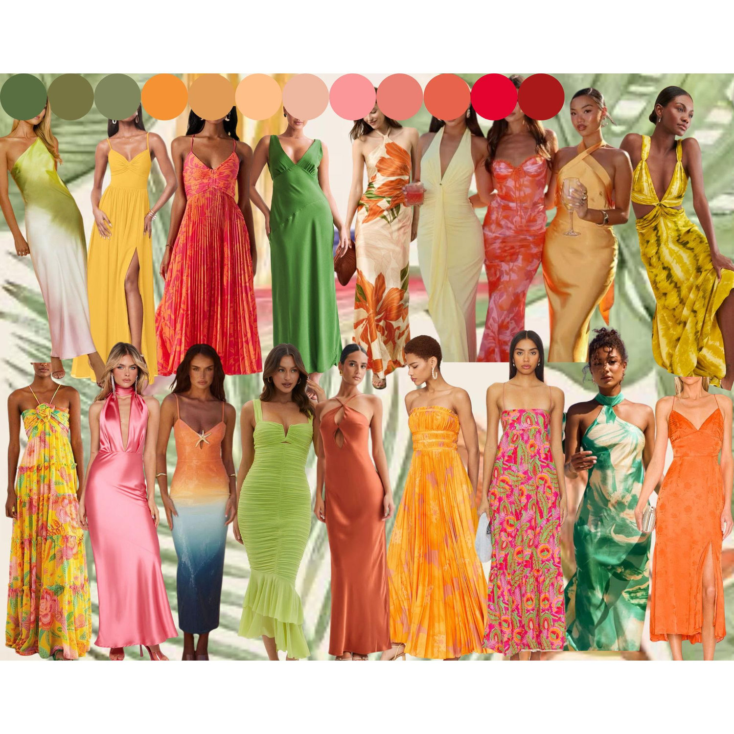 Here’s some outfit inspiration for our beach wedding! Please wear tropical colors (no black or dark colors) and light fabrics to stay cool in the warm weather. We can't wait to see your vibrant looks!