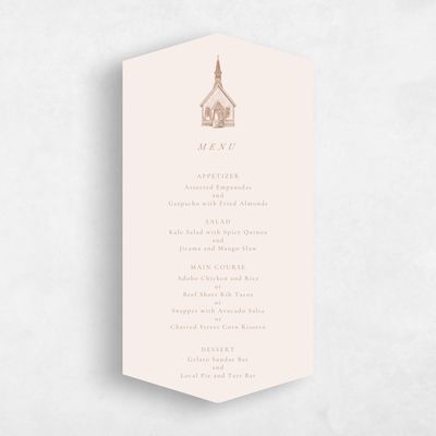 Beige Diamond Wedding Menu - Rustic Church