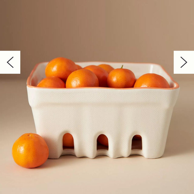 Linnea Stoneware Berry Basket - White, L