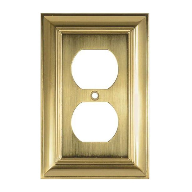 Cool Knobs and Pulls (CKP) Impressions Collection, 31191 Decorative Duplex Wall Plate/Outlet Cover, Long Lasting Durable Solid Steel Construction, Amber Gold, 1 piece