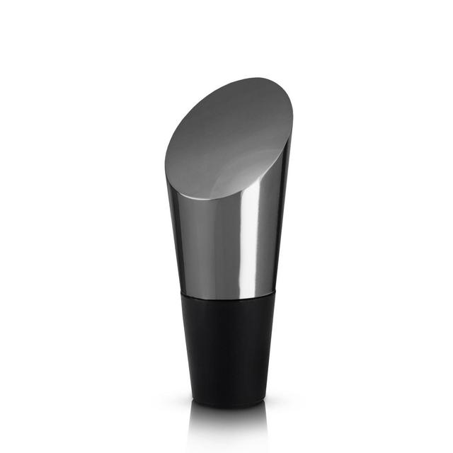 Viski Heavyweight Bottle Stopper, Wine Bottle Stopper, Wine Preserver for Red and White Wines, Gunmetal with Silicone Seal, Set of 1, Black Finish