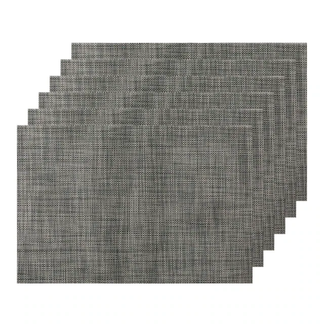 Unique Bargains Dining Table Durable Woven Vinyl Placemats 18 x 12 Inches 6 Pcs Black Grey