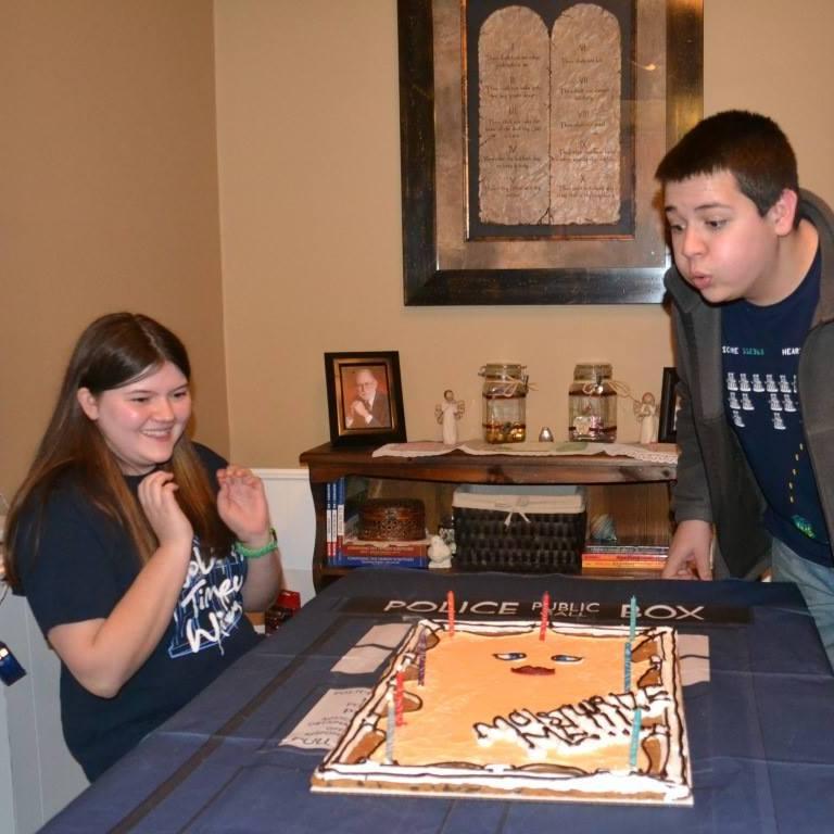 Kaitlyn and Jacob at their joint Dr. Who birthday party