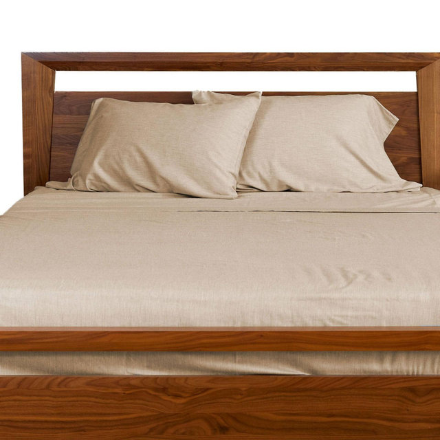 BedVoyage King Melange Viscose from Bamboo Cotton Bed Sheets Sand 300 Thread Count