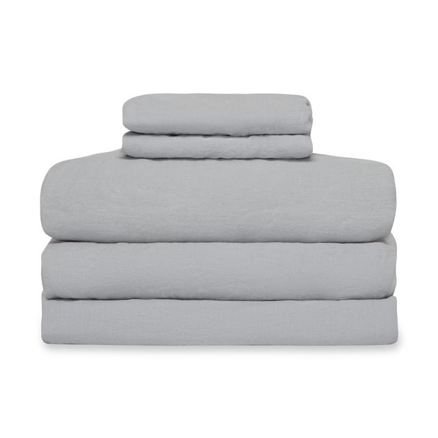 French Presse Queen Washed Linen Sheet Set (Natural)