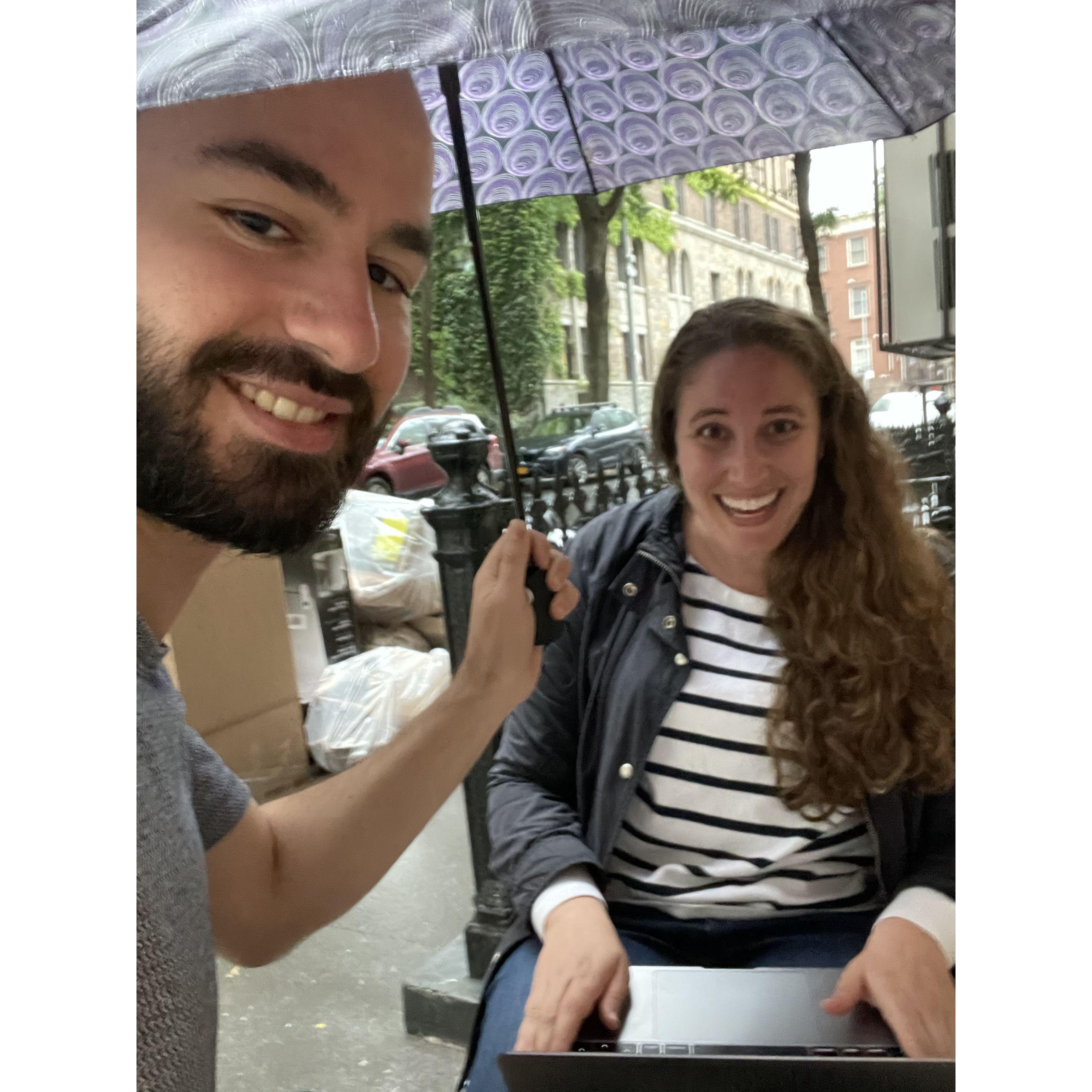 Urgently applying for an apartment in the rain and stealing wifi from a cafe (got the apartment).