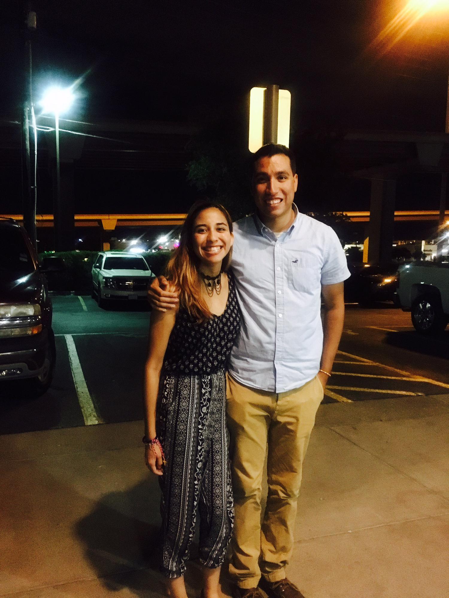 Our date at Olive Garden since I was going with Daniel to San Antonio together