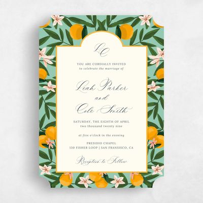 Blue Ticket Wedding Invitation - Melissa Portrait