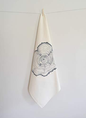 Tree Ring Flour Sack Towel in Grey - Tea Towel - Kitchen Towels - Cotton Dishcloth - Woodland Kitchen Decor