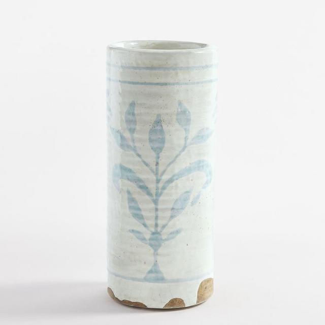 Chambray Ceramic Vase, Small, 10"H, Blue