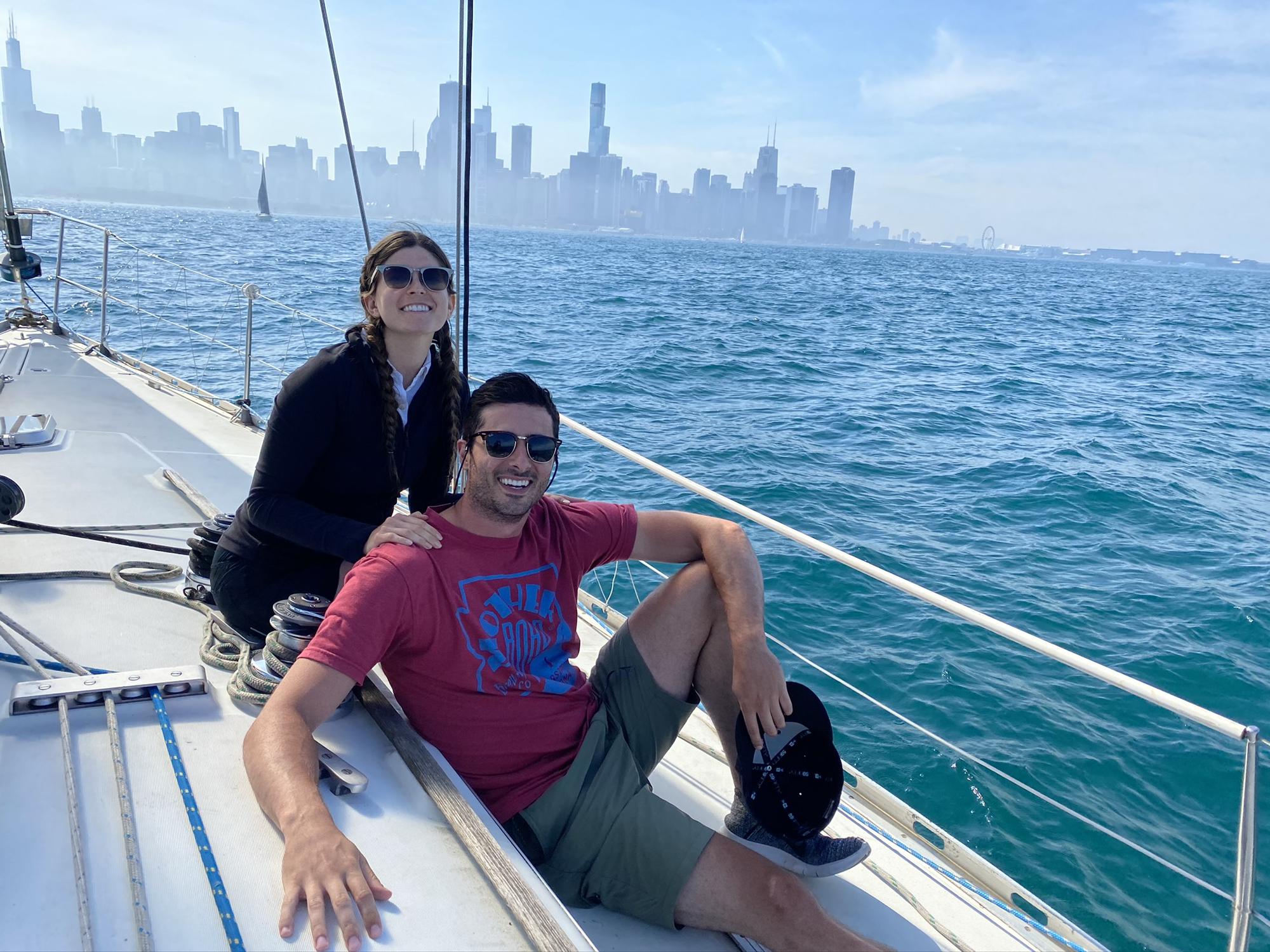 Crewing on Captain John’s sail boat.