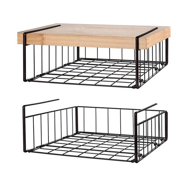  SimpleTrending Under Cabinet Organizer Shelf, 2 Pack Wire Rack  Hanging Storage Baskets for Kitchen Pantry, White