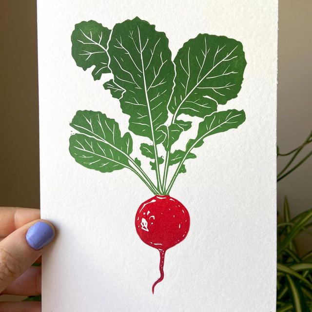 Radish Block Print | Farmers Market | Vegetable Print | Produce Linocut Print | Radish Linocut | Food Art | Kitchen Art