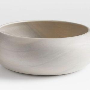 Tondo 14" White Wash Ebonized Wood Salad Serving Bowl + Reviews | Crate & Barrel