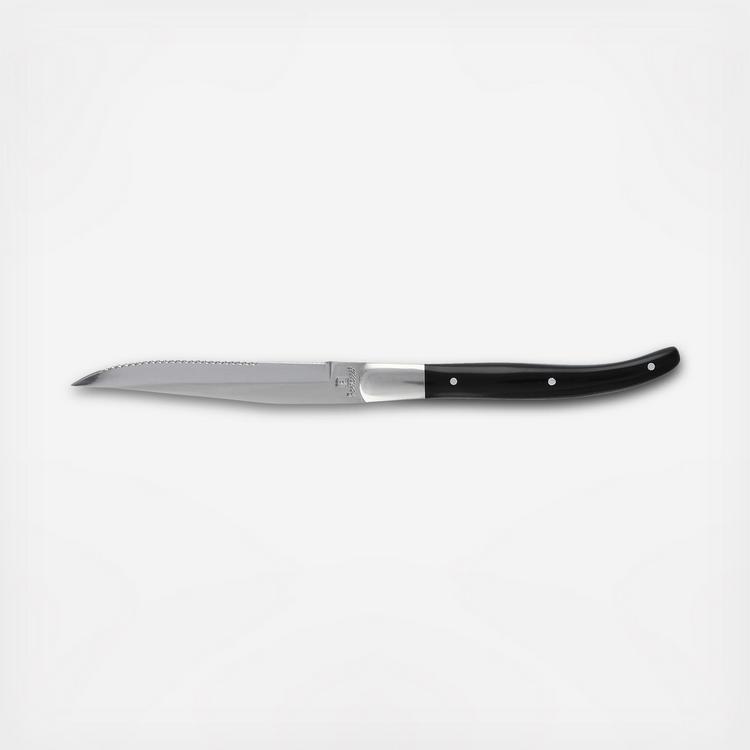 Fortessa Stainless Flatware Provencal Dark Wood Handle Non Serrated Steak  Knife, Single