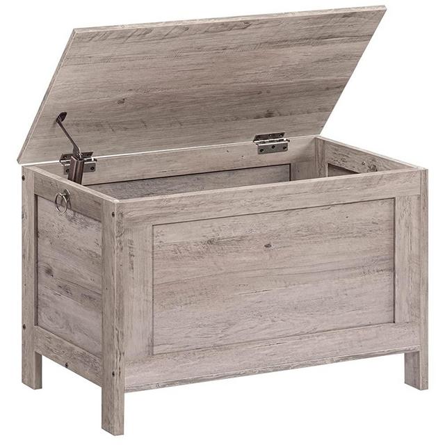 HOOBRO Storage Chest, Retro Toy Box Organizer with Safety Hinge, Sturdy Entryway Storage Bench, Wooden Look Accent Furniture, Easy Assembly, Greige BG756CW01