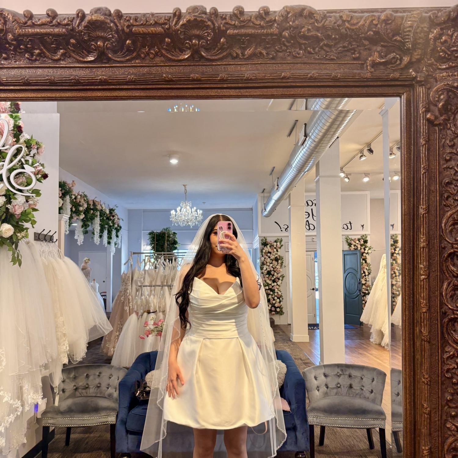 Trying on dresses for Wedding Shower