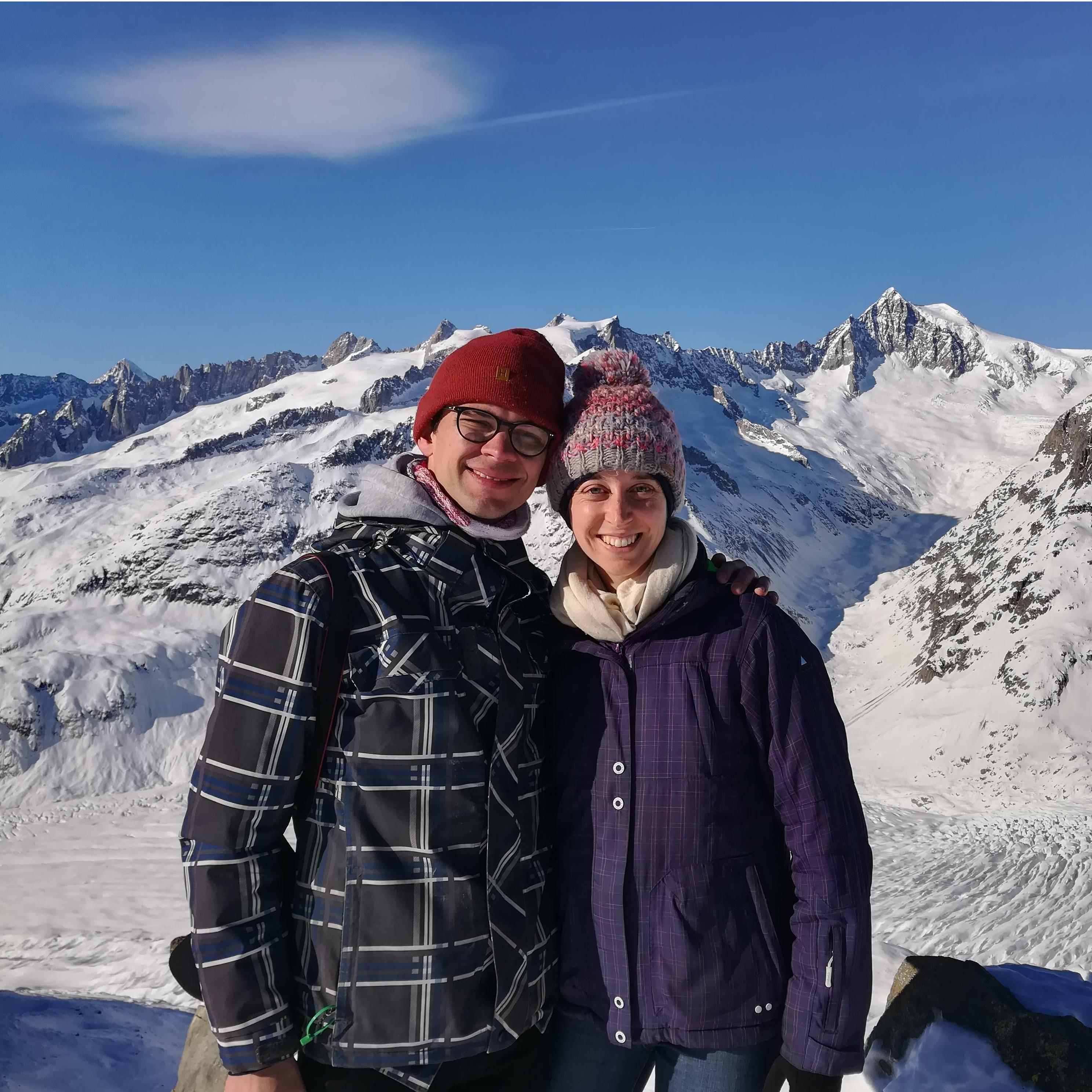 At the top of Fiescheralp in Switzerland