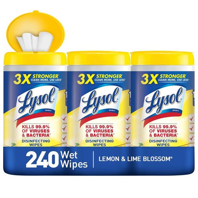 Lysol Disinfecting Wipes, Lemon & Lime Blossom, 240ct (3X80ct)