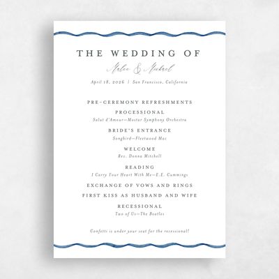 Cobalt, Blue Wedding Program - Perkins