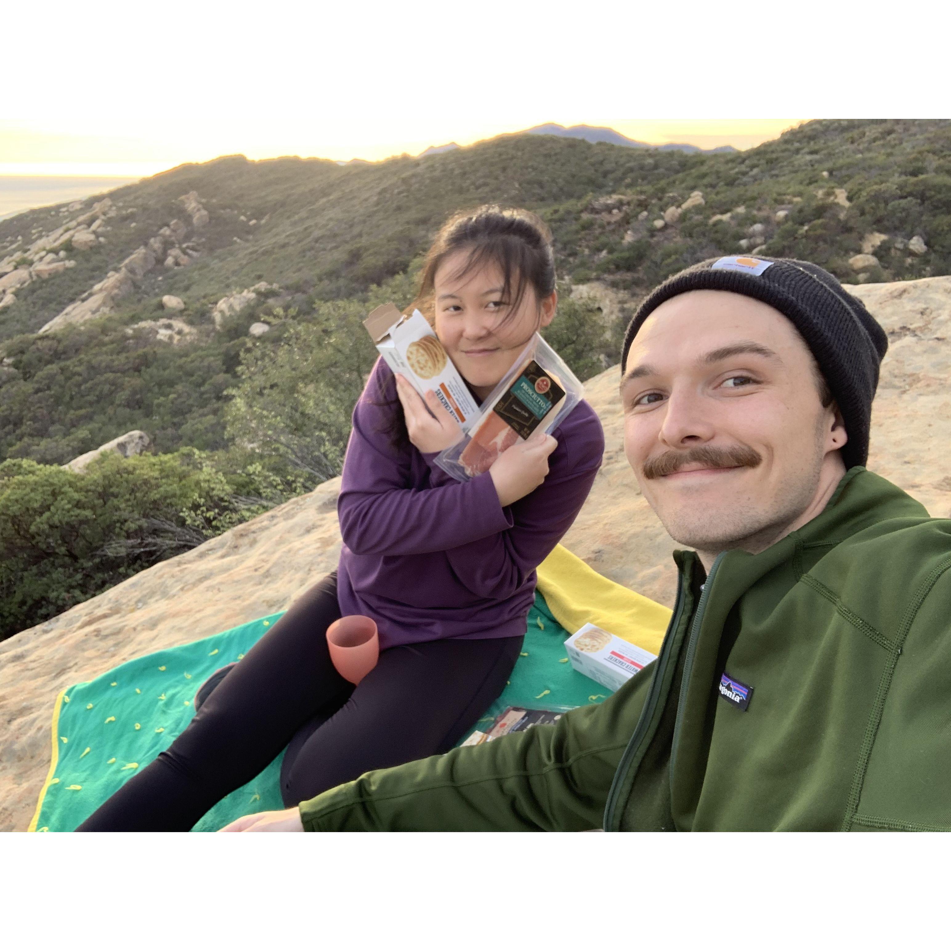 This was a picnic Jayden surprised Shelby with in Santa Barbara. She thought she was getting a proposal. Nope, just charcuterie.