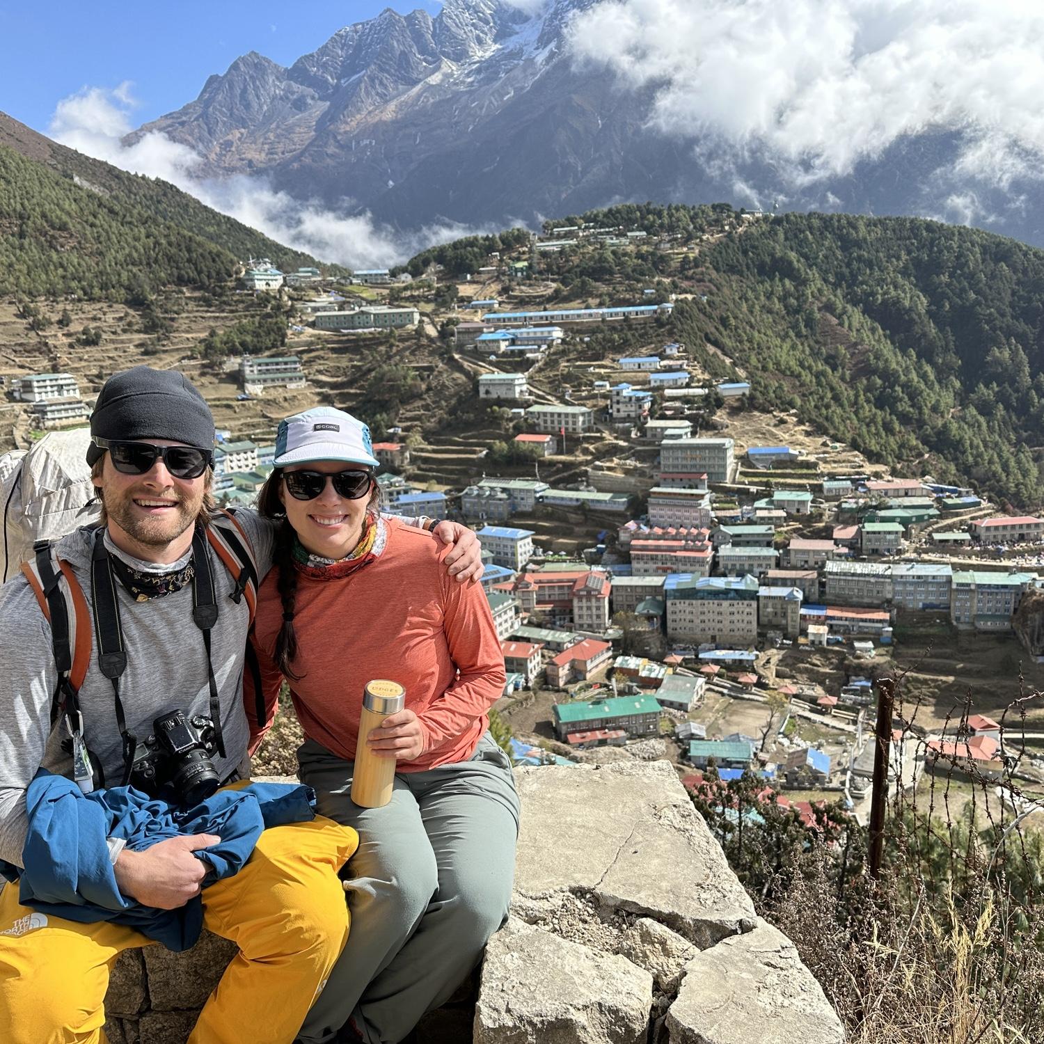 Hiking out of Namche in Nepal.