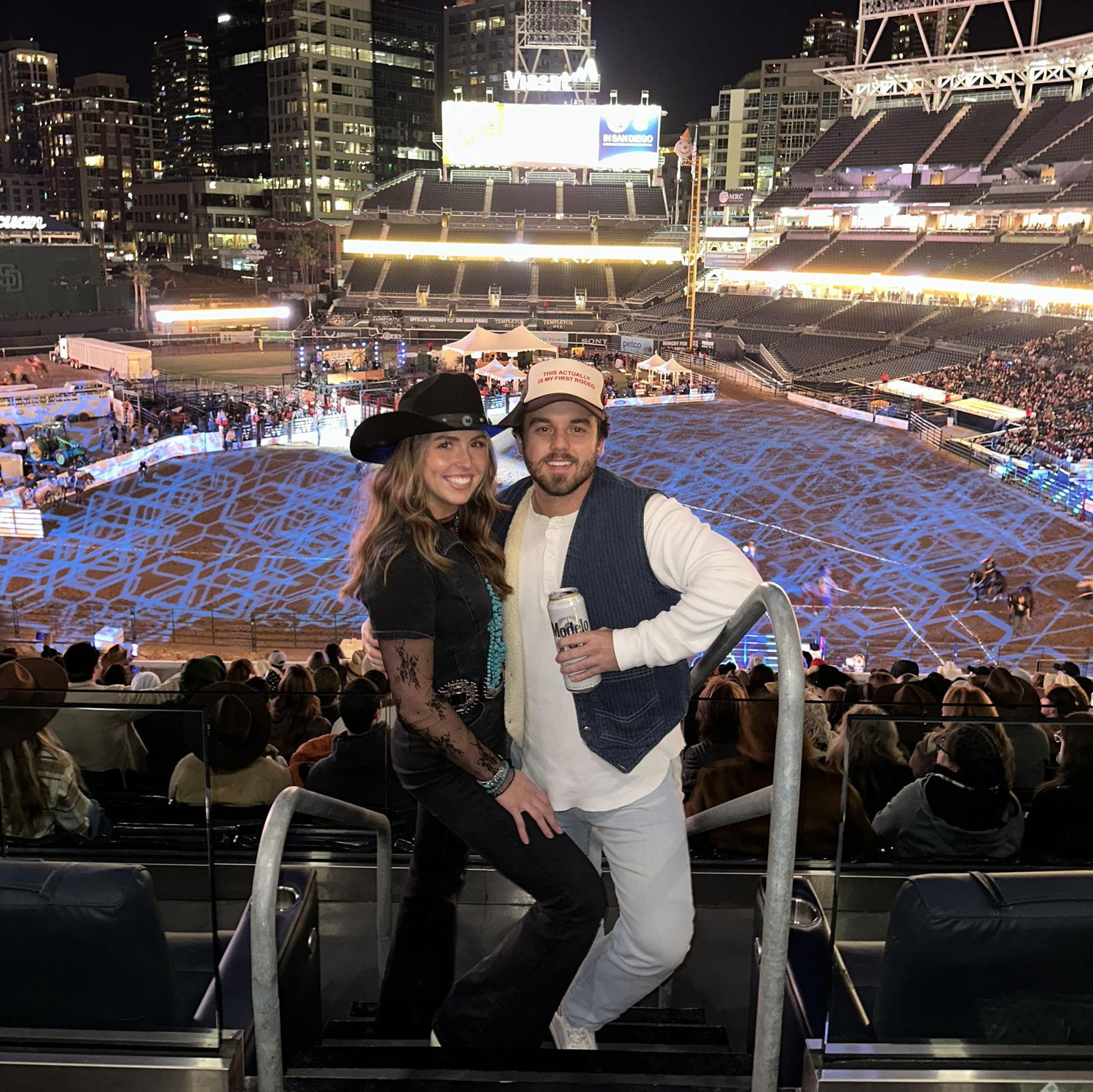 Celebrating Jillian's 25th birthday at the rodeo at Petco park