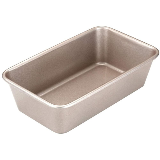 CHEFMADE 9-Inch Rectangle Loaf Pan, Non-Stick Oblong Bread and Meat Bakeware for Oven Baking (Champagne Gold)