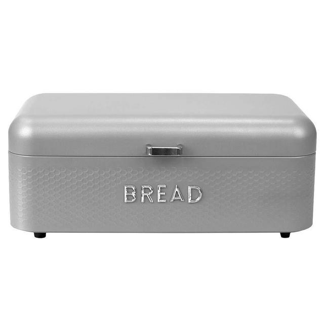 Home Basics Box for Kitchen Counter Dry Food Storage Container, Bin, Store Bread Loaf, Dinner Rolls, Pastries, Baked Goods, SOHO GREY