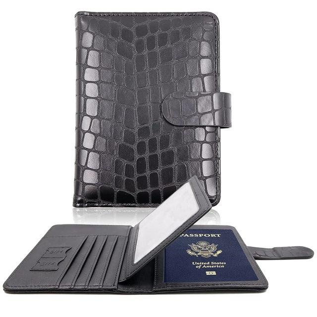 Melsbrinna Rfid Passport Holder for Travel women/Men, Cute Passport Wallet Rfid Blocking Card Slots, Rfid Passport Cover/CaseTravel Wallet, Passport Book Holder (1, Black2)