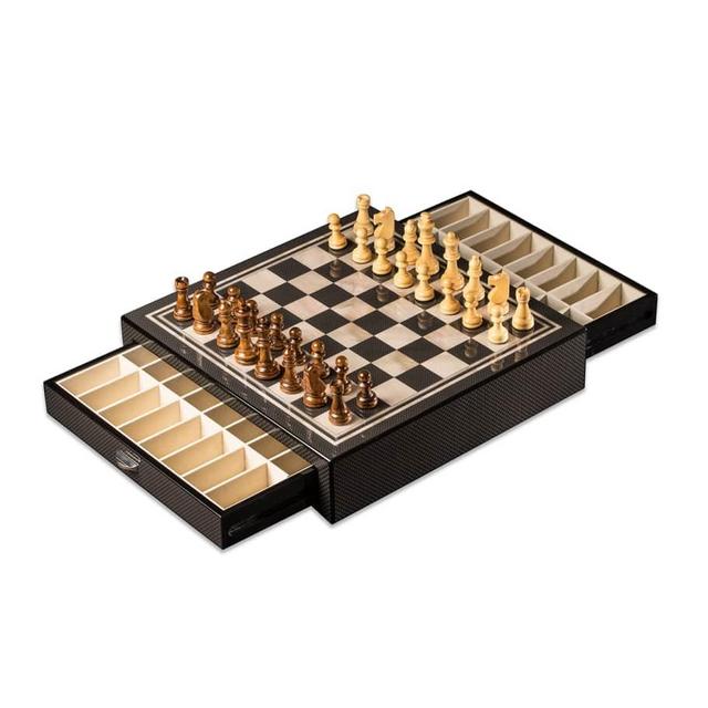 Bey-Berk Carbon Fiber-Design Chess Set