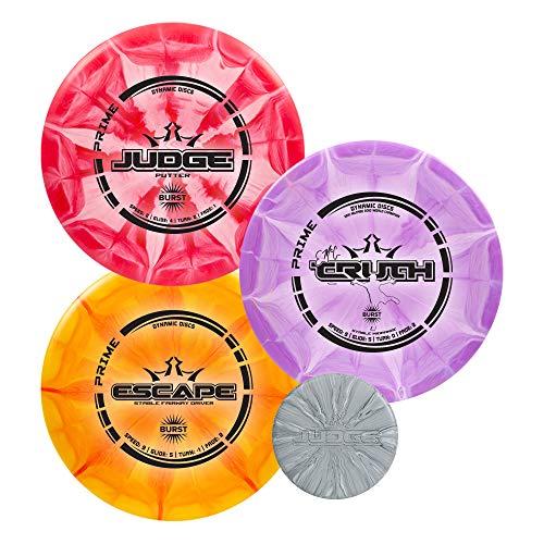 Dynamic Discs Five Disc Prime Burst Disc Golf Starter Set | Trespass Distance Driver | Maverick Fairway Driver | Escape Fairway Driver | Truth Midrange Disc | Judge Disc Golf Putter | Colors will Vary