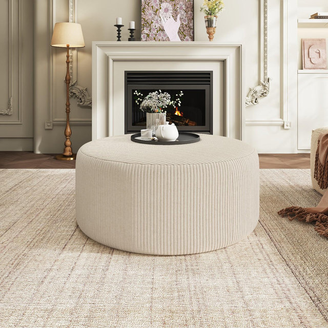 Christopher Knight Home Olias Modern Round Versatile Ottoman, Beige