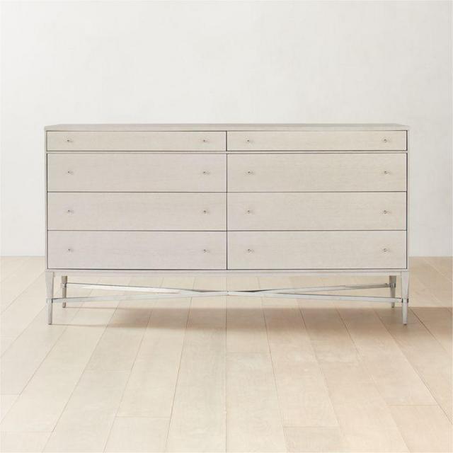 CB2 Connoisseur 8-Drawer Whitewashed Oak Wood Dresser Model 1006