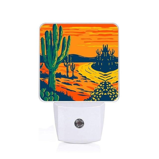 SLHFDKL Cactus Night Light, Plug-into Wall Desert Plant Nightlight Lamp with Dusk to Dawn Sensor, Led Lamp 0.5W Energy Efficient for Boys Girls Adults Home Decor