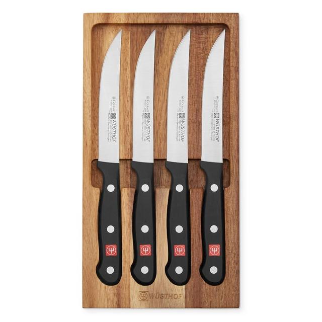 Wusthof Gourmet 4-Piece Steak Knife Set in Acacia Tray