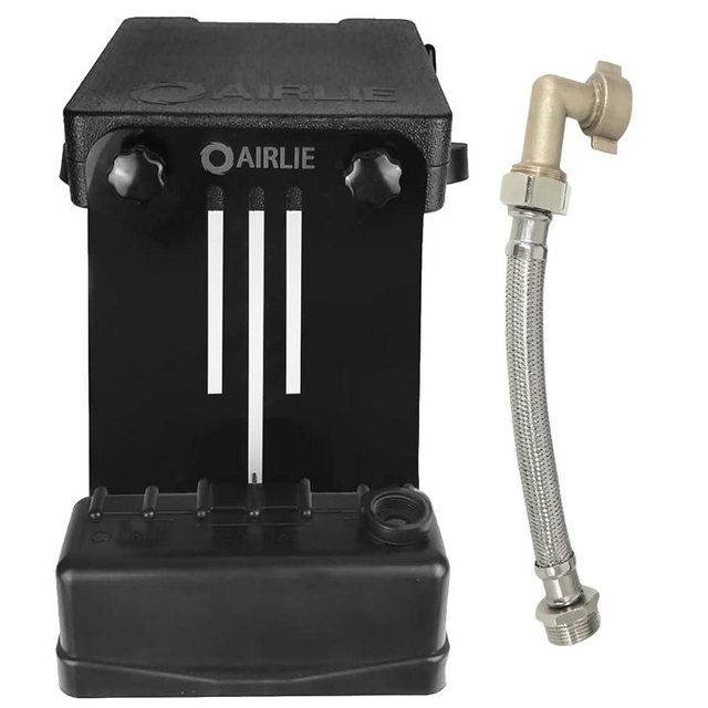 Airlie Pool Water Leveler, Patented, Included Stainless Steel Hose and Brass 90° Connector, Automatically Adjusts Pool Water Level (Black)