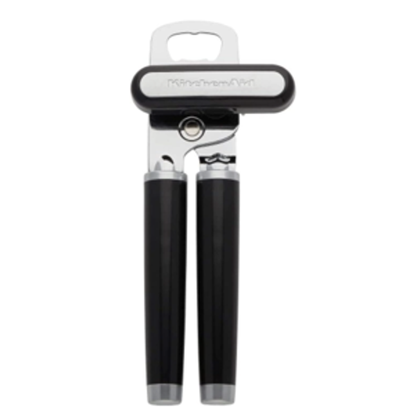 KitchenAid Classic Multifunction Can Opener and Bottle Opener Easy to Use, Razor Sharp Stainless Steel Cutting Wheel, Soft Ergonomic Handles, Black