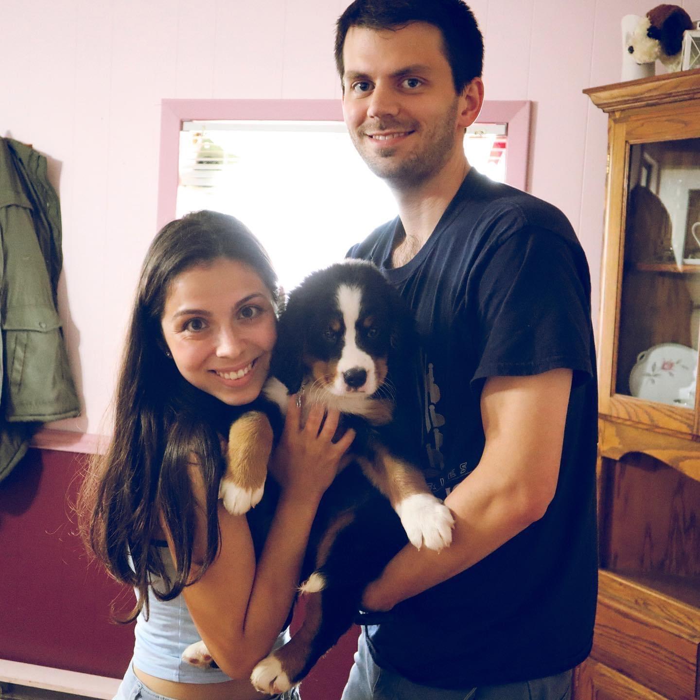 Katarina waited eagerly for her dream dog and after 8 months of waiting, Robbie & Katarina brought home their first baby on June 27, 2020. Her name is Belle. She's a Bernese and the apple of their eye