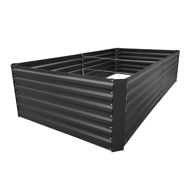 8x4x2FT Metal Raised Garden Bed Kit, Galvanized Outdoor Garden Bed Planter Box for Vegetables, Flowers, Herbs, Succulents and More, Black