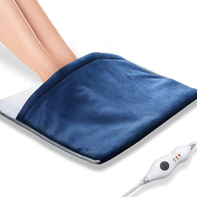 Foot Warmer Electric, Heating Pad King Size Ultra Soft Flannel, Extra Large for Bed, Abdomen, Feet, Back, Cramp, Office/Home Under Desk, 10ft Cord, Auto Off, 22" x 20" - Blue