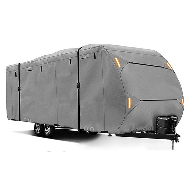 Heavy-Duty Travel Trailer RV Cover for Forest River Cherokee Grey Wolf 24RRT 2023-2026, All-Weather Full Camper Cover, Water Resistant Trailer Protection with Secure Straps