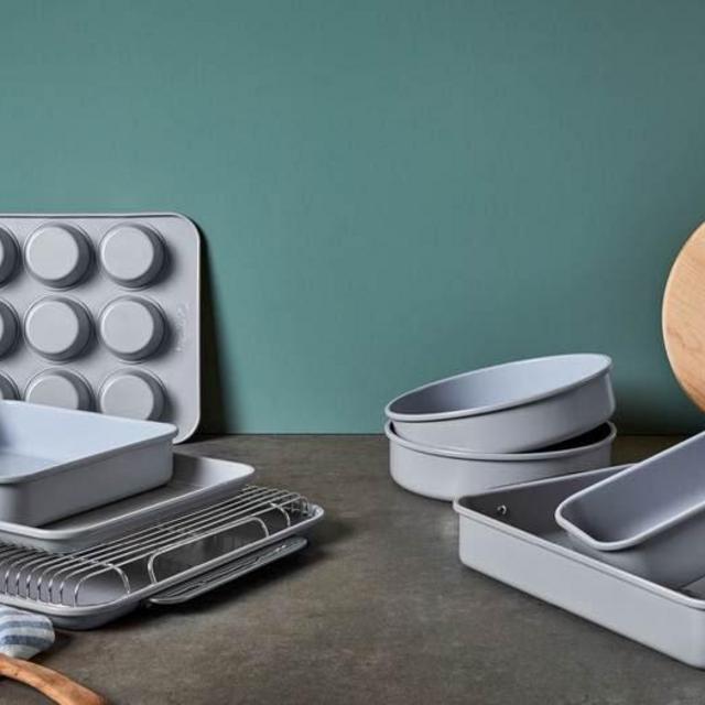 Complete 11 Piece Bakeware Set, GREY Non-Stick & Non-Toxic Ceramic-Coating