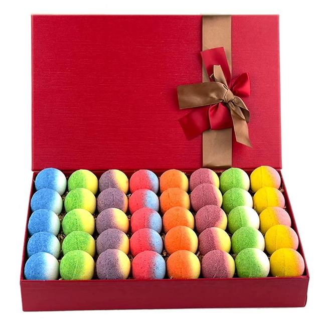 Bath Bomb Gift Set, Family Pack Mini Bath Bombs with Reusable Bowknot, 40 Pcs Organic Bath Bombs, Natural Bath Bombs for Kids, Women & Men, Best for Mother's Day & Any Anniversaries