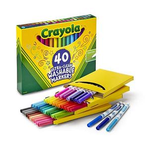 Crayola Ultra-Clean Washable Markers, Fine Line, 40 Count - ROR