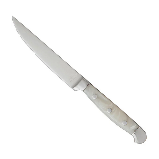 Serrated Edge Steak Knife with Pearl Grey Acrylic Handle (Set of 4)