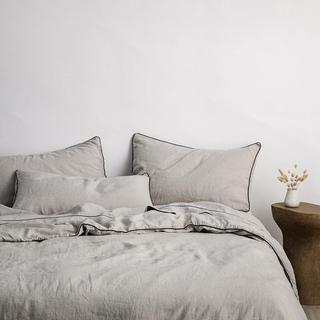 Piped Linen 3-Piece Duvet Set