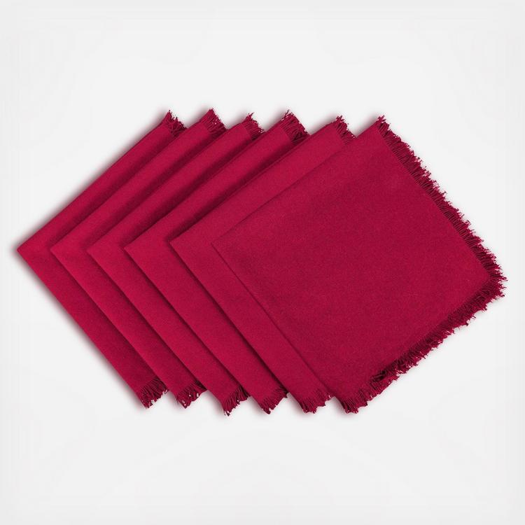 12 Linen Napkins with Fringe Edge 20in